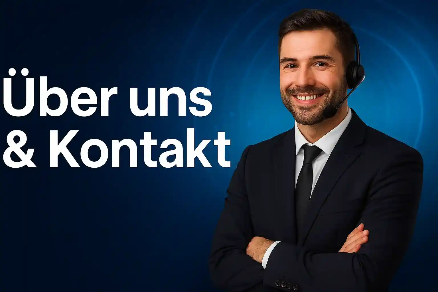Professioneller Capo Spin Kundendienst-Mitarbeiter im Anzug mit Headset für Informationen und Kontakt